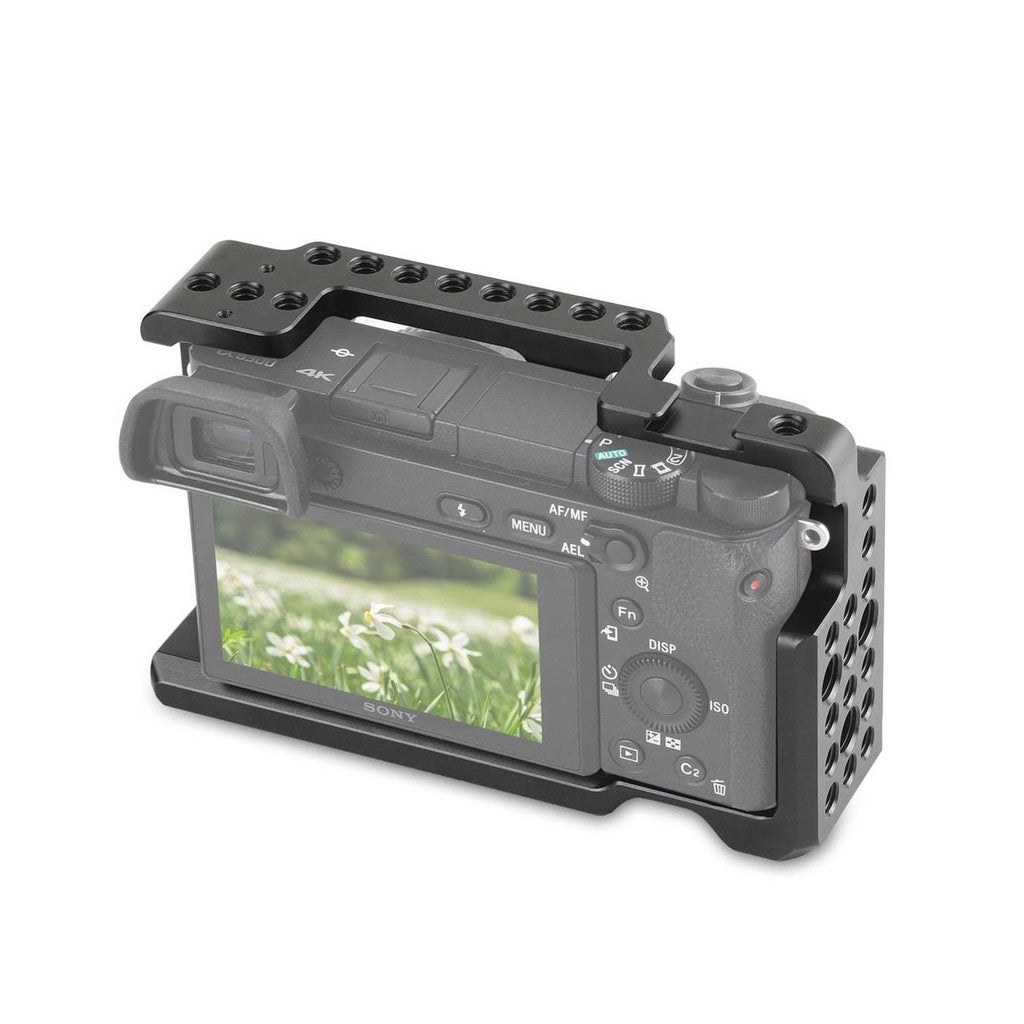 SmallRig Form-fitting Aluminum Alloy Camera Cage for Sony A6000 / A6300 / A6500 / Nex-7 Mirrorless Cameras with Multiple 1/4"-20 Accessory Threads, Rubber Padding and Integrated Shoe Mount | 1661