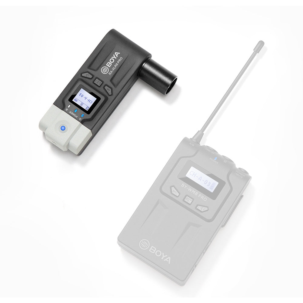 Boya RX XLR8 Pro UHF 3-Pin XLR Wireless Female Handheld Unidirectiol Dymic Microphone Plug-On Receiver for BY-WM8 PRO Series