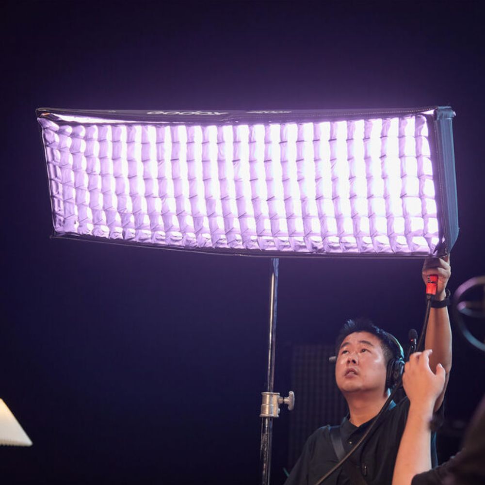 Godox KNOWLED RGB Flexible Video Light Mat with 1800-10000K CCT, 14 Lighting Effects, IP54 Rated, Optiol V-Mount Battery Power & Onboard, DMX/RDM, CRMX & App Controls for Live Streaming, Vlogging, Video Content Creation & Studio Lighting