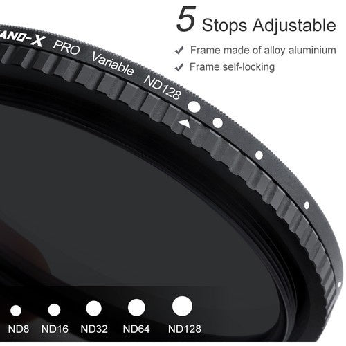 K&F Concept Nano-X Variable Fader ND Lens Filter ND8 to ND128 No X-Effect W/O Black Cross for Camera DSLR Mirrorless 37mm 40.5mm 43mm 46mm 49mm 52mm 55mm 58mm 62mm 67mm 72mm 77mm 82mm