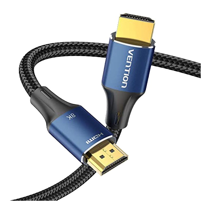 Vention UHD 8K HDMI Male to Male 5m Cable Blue Aluminum Alloy Type Cotton Braided Compatible with TV, Laptop, Monitor, Personal Computer | ALGLJ