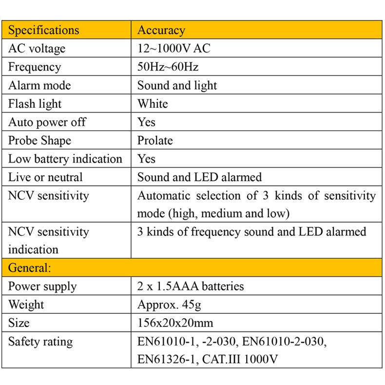 PeakMeter PM8908C Non-contact AC Voltage Detector Tester Meter 12V-1000V Pen style Voltage Detector