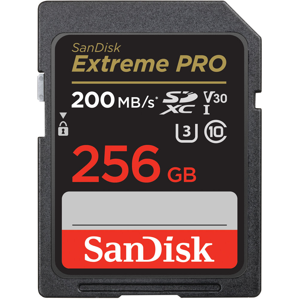 SanDisk Extreme Pro SD Card UHS-I SDXC Class 10 with 200MB/s Read Speed V30 (64GB, 128GB, 256GB)