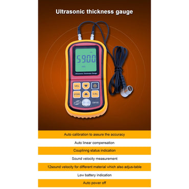 Benetech GM100 Ultrasonic Thickness Gauge Metal Width Monitor Tools 1.2~225mm Sound Meter Diagnostic Tool