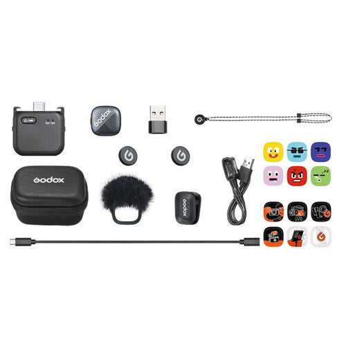 Godox CUBE-OP3 2.4GHz (TX + RX) Wireless Microphone System for DJI OSMO Pocket 3 Cinema Action Camera w/ Auto Level Controls, Dual Mode Noise Reduction, 200m Max Range, 10 Hours Battery Life, Fast Charging USB C Port for Content Creators Vlog Vlogging