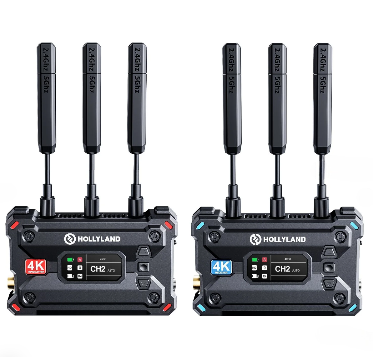 Hollyland PYRO S 4K SDI / HDMI Wireless TX + RX Video Transmitter and Receiver Transmission System Set with 50ms Low Latency, Max 1300ft LOS Range and Smart Channel Scan for Live Streaming, Broadcasting, and Recording