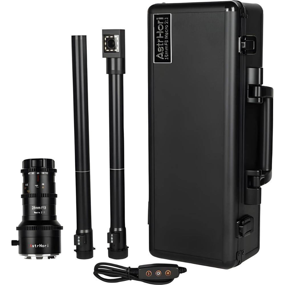 AstrHori 28mm F/13 MF Full Frame 2x Macro Probe Lens Double Tube Lenses for Sony E Mount Mirrorless Camera Manual Focus 360° Rotating View Free Switching with Built-in LED Ring Light, USB C Port and Long Lens Barrel for Photography