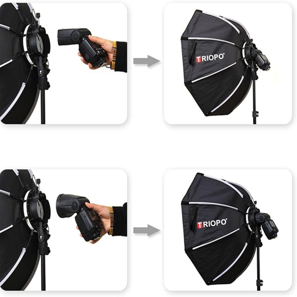 Triopo KX55 Foldable Octagon Softbox with Universal Chuck for Speedlite Flashes Godox Yongnuo Neewer Nikon Sony Fujifilm Canon Speedlite Flash Light Camera Photography Studio Lighting Equipment