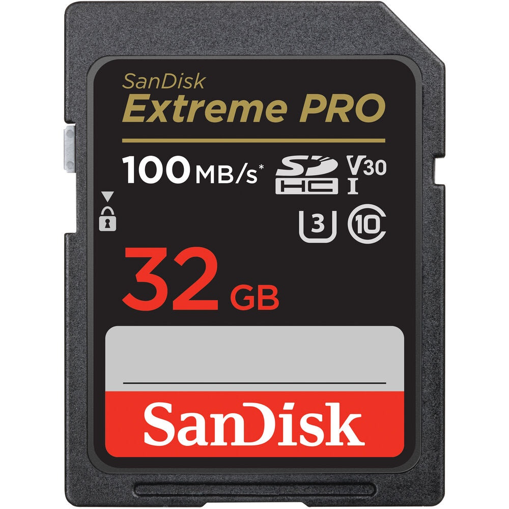 SanDisk Extreme Pro SD Card 32GB UHS-I SDHC Class 10, 100mb/s Read Speed V30 | SDSDXXO-032G-GN4IN