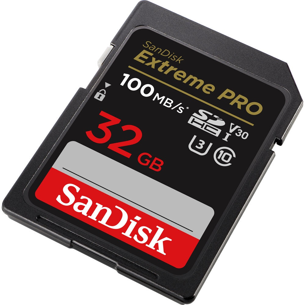 SanDisk Extreme Pro SD Card 32GB UHS-I SDHC Class 10, 100mb/s Read Speed V30 | SDSDXXO-032G-GN4IN