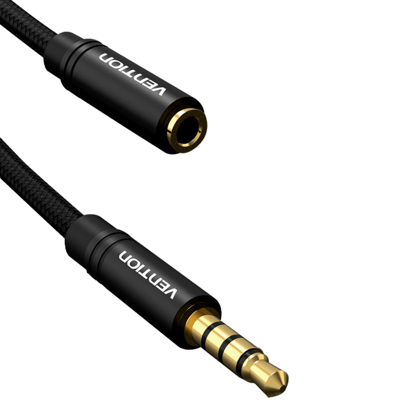 Vention TRRS 3.5mm Male to Female Audio Extension Cable Blue Aluminum Alloy Type Cotton Braided for Speaker, laptop, MP3, DVD, TV | BHCLH