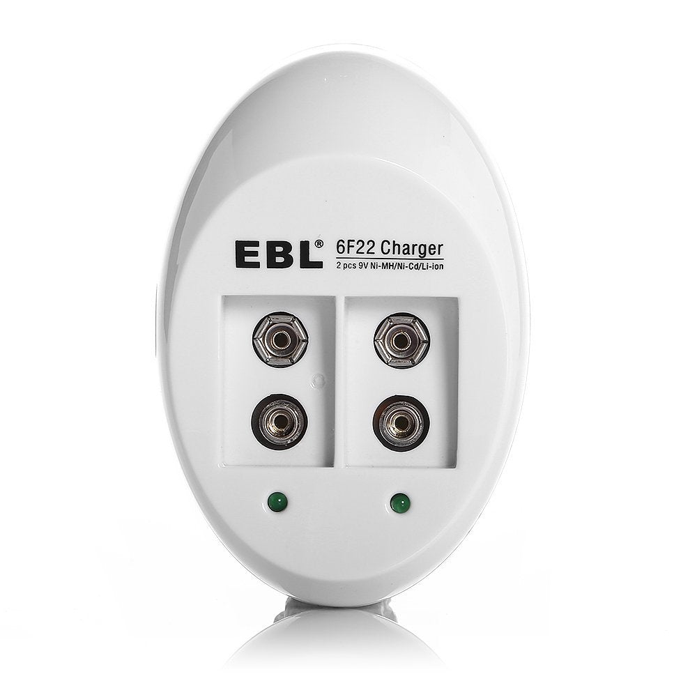 EBL LN-6415 840 2-Bay 9V 6F22 Smart Battery Charger with Intelligent Over-Current Protection and LED Status Indicator Lights for Li-Ion Lithium Ion Rechargeable Batteries