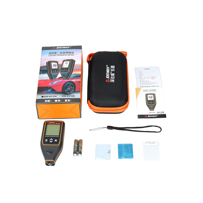 Sndway SW-6310A Digital Paint Coating Thickness Gauge Meter for Car Paint, Rubber, Paint & Emel with 1700um/66mil Measuring Range, 2" LCD Two-Way Rotating Screen, 30 Sets Data