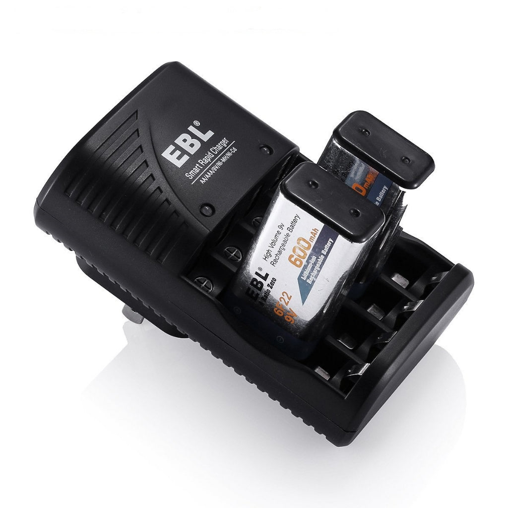 EBL LN-6422BK 802 Multifunction Smart Battery Wall Charger with Fast Charging, Overcurrent Protection, for AA AAA and 9V 6F22 Ni-MH/Ni-CD Rechargeable Batteries