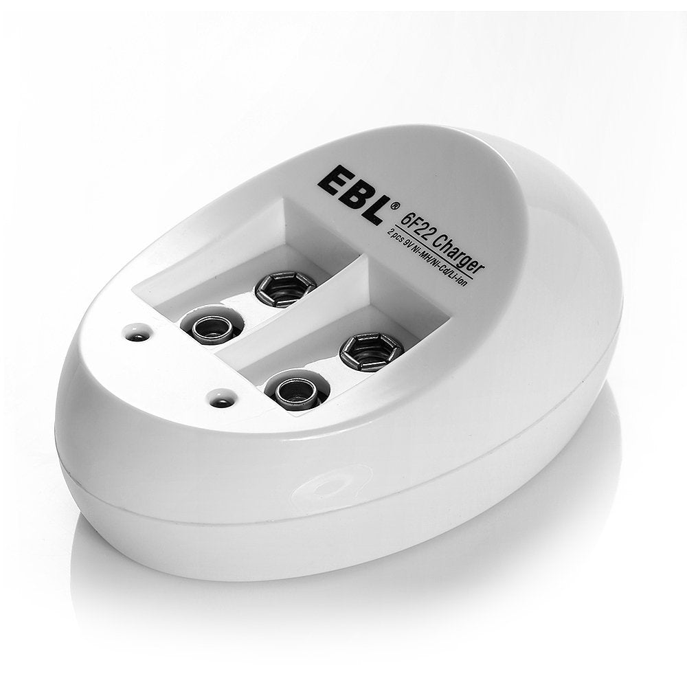 EBL LN-6415 840 2-Bay 9V 6F22 Smart Battery Charger with Intelligent Over-Current Protection and LED Status Indicator Lights for Li-Ion Lithium Ion Rechargeable Batteries