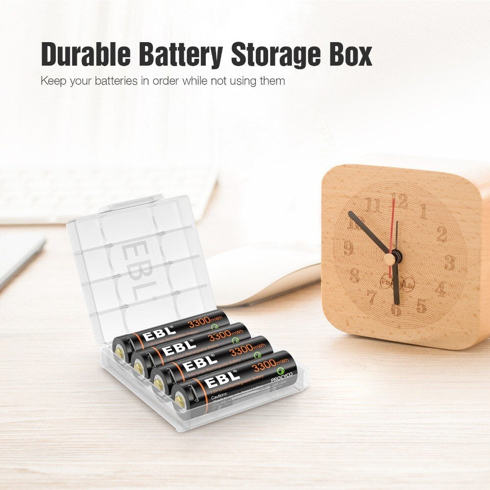 EBL TB-1443 1.5V AA 3000mAh Rechargeable Li-Ion Lithium Ion Battery with Built-In Micro USB Charging Port for Portable and EUPDATEncy Electronics