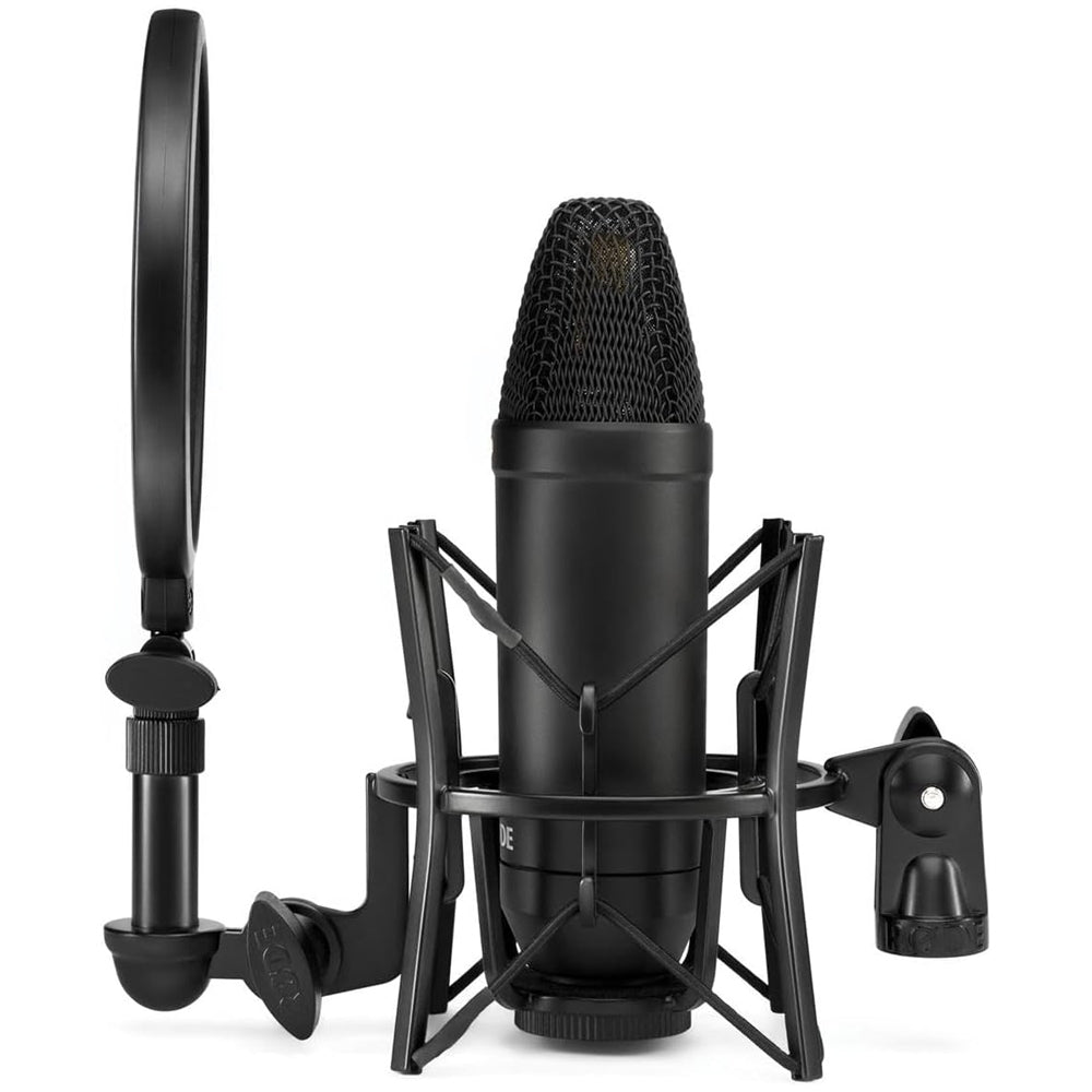 RODE NT1 Large-Diaphragm Condenser Microphone with SM6 Shock Mount, Pop Filter & Dust Cover Mic Kit | Cardioid Polar Pattern | Ultra-Low Noise | Wide Dymic Range | for Vocals, Instrument Recording & Live Stage Performance