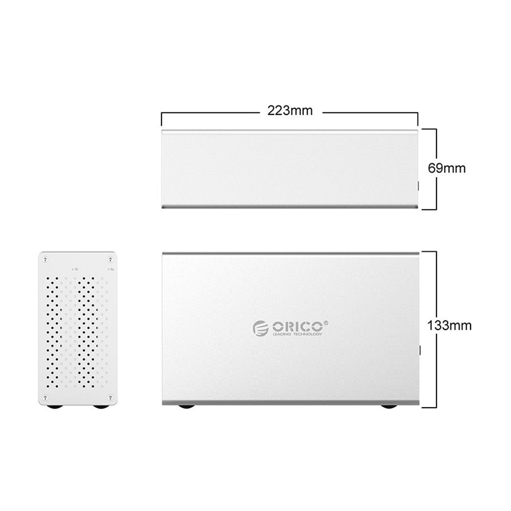 ORICO Multi-Bay 3.5 Inch SATA to USB 3.0 Type-B / 3.1 Type-C HDD SSD Hard Disk Drive Enclosure with 16TB Supported Capacity (Single Disk), 5Gbps Transfer Rate, 10Gbps via RAID0 (Optiol) and Windows, MacOS, and Linux Support for Computers