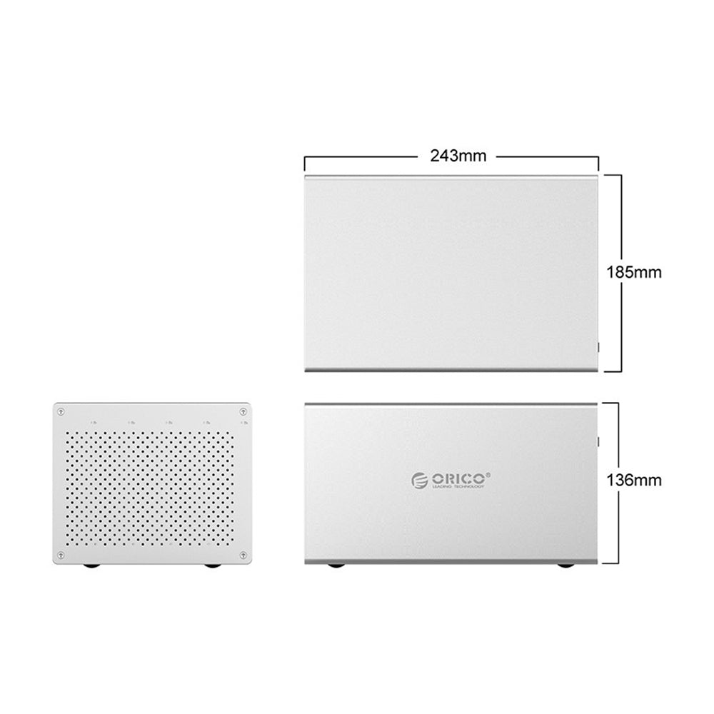 ORICO Multi-Bay 3.5 Inch SATA to USB 3.0 Type-B / 3.1 Type-C HDD SSD Hard Disk Drive Enclosure with 16TB Supported Capacity (Single Disk), 5Gbps Transfer Rate, 10Gbps via RAID0 (Optiol) and Windows, MacOS, and Linux Support for Computers