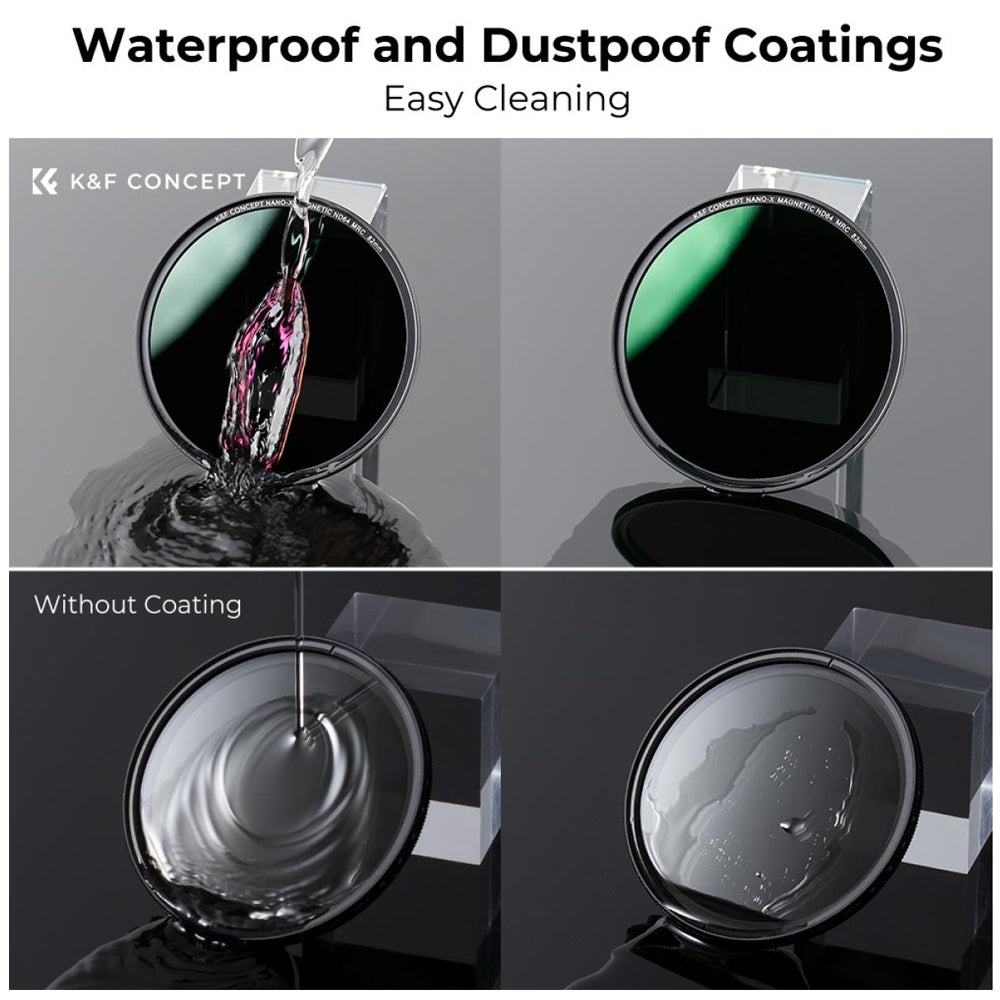 K&F Concept NO-X GND8, ND8, ND64, ND1000 Neutral Density Lens Filters with Magnetic Adapter Ring for Camera Lenses - Multi-Coated Optical Glass, Ultra-Slim Frame, High-Definition, Waterproof & Scratch Resistant
