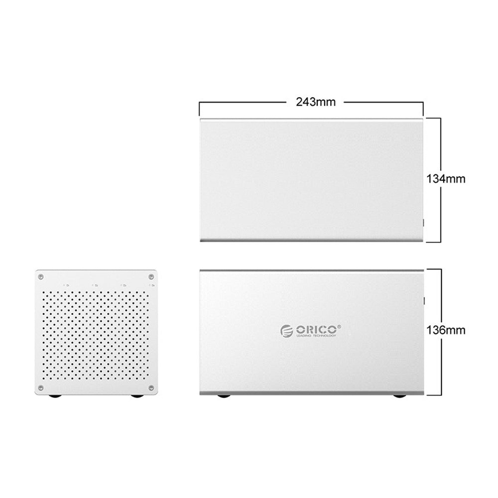 ORICO Multi-Bay 3.5 Inch SATA to USB 3.0 Type-B / 3.1 Type-C HDD SSD Hard Disk Drive Enclosure with 16TB Supported Capacity (Single Disk), 5Gbps Transfer Rate, 10Gbps via RAID0 (Optiol) and Windows, MacOS, and Linux Support for Computers