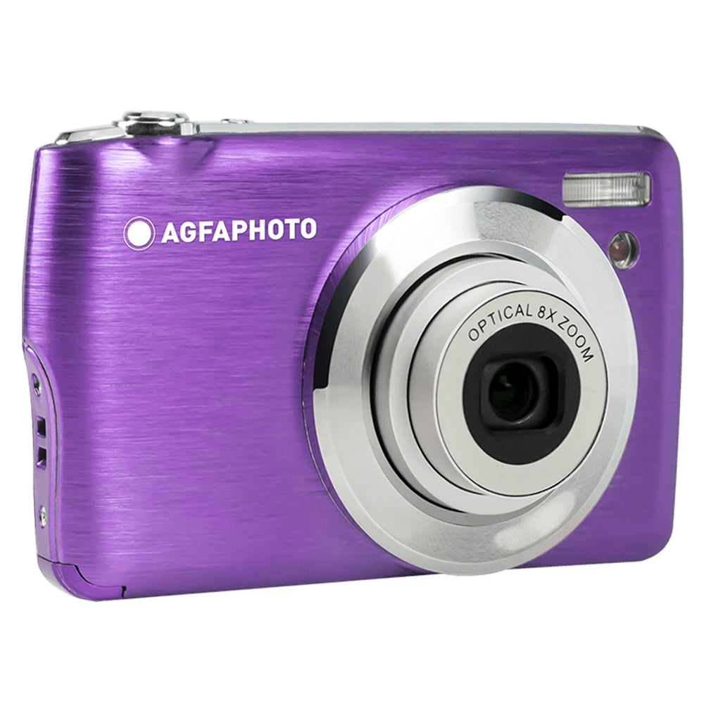 AGFAPHOTO Realishot (DC8200) 21MP Digital Camera with CMOS Sensor, FHD 1080p Video Capture, 8x Optical Zoom, 2.7" TFT Screen Display, Max 32GB Memory Storage Support for Photography Videography | Black, Blue, Pink, Purple, Red, Gray/Silver