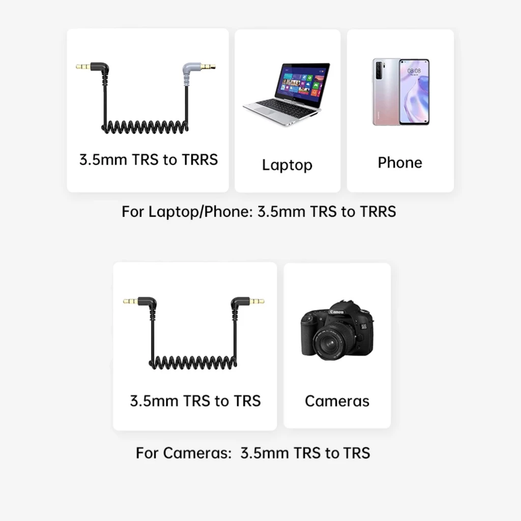 Hollyland 3.5mm TRS to TRS Patch Cable Audio Connector for Lark M1 / M2 / MAX / 150 Wireless Lavalier Microphone to DSLR Mirrorless Cinema Camera