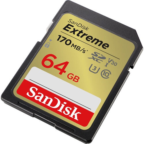 SanDisk Extreme SD Card 64GB SDXC UHS-I Class 10 with 170MB/s Read Speed V30 | Model - SDSDXV2-064G-GNCIN