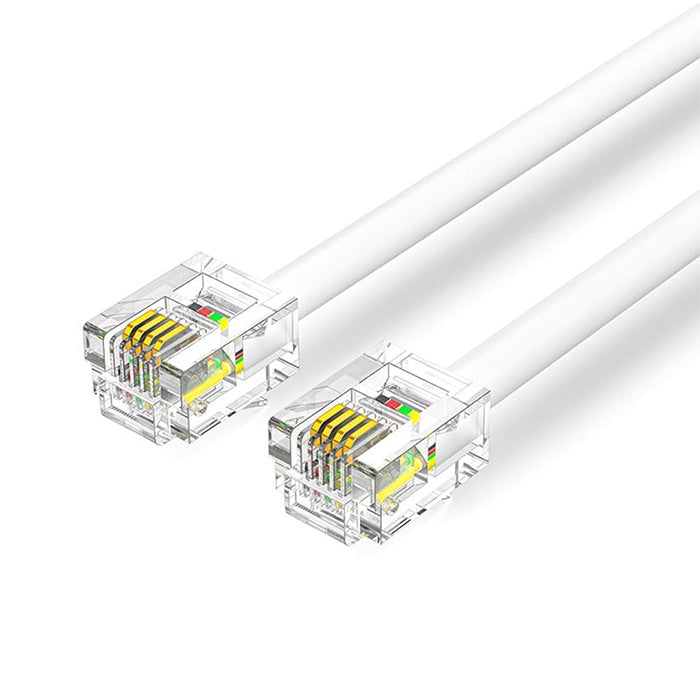 Vention RJ11 Male to 6P4C Male Gold Plated Trident Flat Telephone Patch Cable Phone Line Cord for DSL, Modem and Fax (Available in 2M, 3M, 5M, 10M) | IQBW