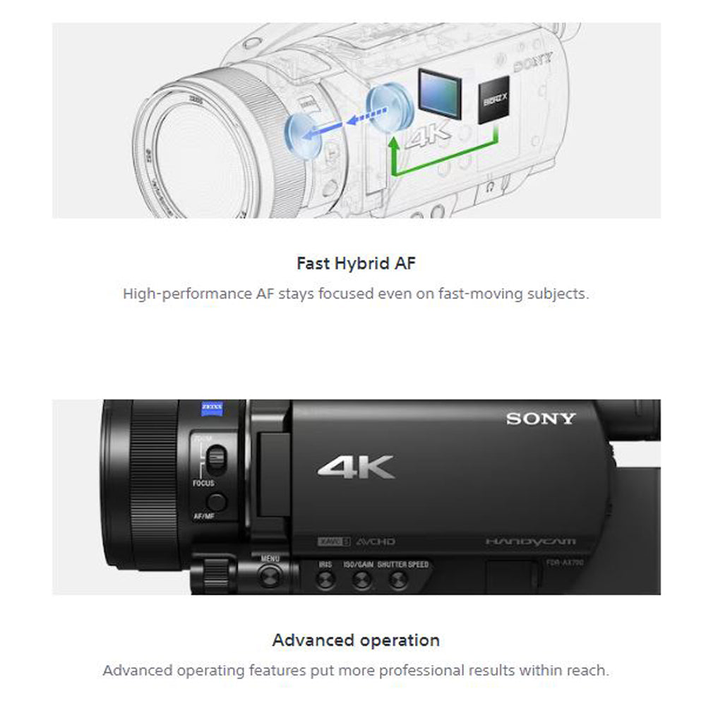 Sony FDR-AX700 Digital Video Camcorder with 29mm Wide-Angle ZEISS  Vario-Sonnar T Lens, CMOS Sensor, 4K HDR Recording, Fast Hybrid AF,  273-Point Phase