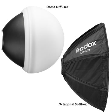 Godox LM-R28 / LM-S25 Lighting Accessories for Lux Master Flash Reflector with Dome Diffuser / Octagol Softbox for Studio Photography and Content Creation