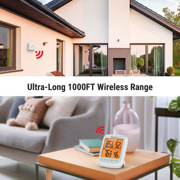 ThermoPro TP260B Wireless Indoor Outdoor Thermometer Hygrometer with 3 Remote Sensors, 300M Range, Backlit LCD, Accurate Temperature & Humidity Monitor for Living Room, Wine Cellar, Greenhouse & Garden
