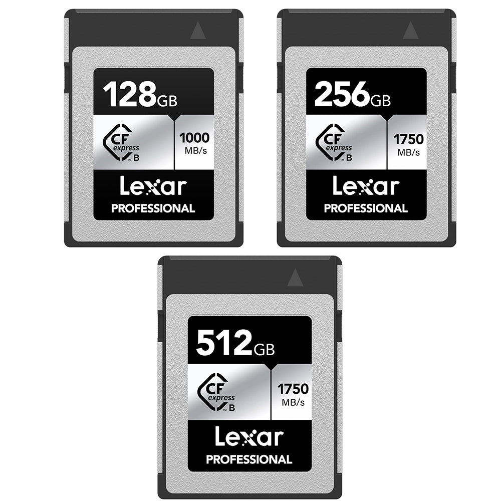 Lexar Professiol 512GB 256GB 128GB CFexpress Type B Silver CF Express Memory Card Compact Flash PCI-Express 3.0 x2 with 8K RAW HQ Photo Video, Backward Compatible with XQD Cameras, 1750MB/s Read, 1300MB/s Write Speeds