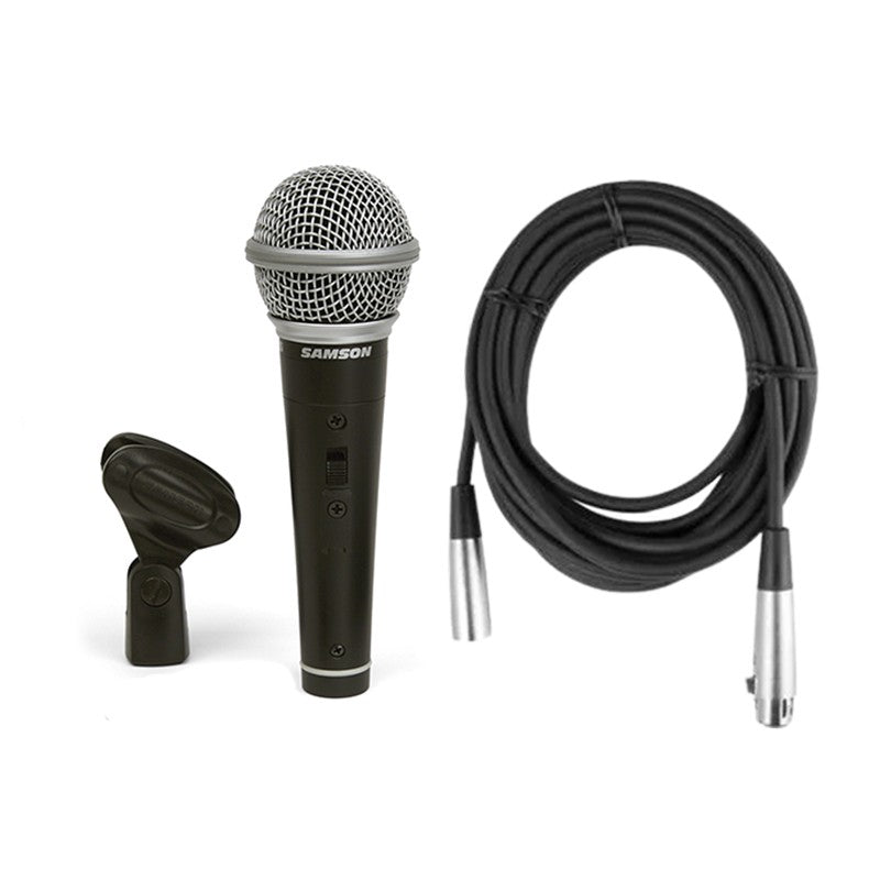 Samson R21S3 3-Pack / Single Cardioid Dynamic Microphone Bundle Set Kit with Mic Clip and XLR Male to XLR Female Cable, 80 Hz to 12 kHz Frequency Range for Audio Vocal and Instrument Recording, Live Performance, Music Education, Karaoke, Multimedia
