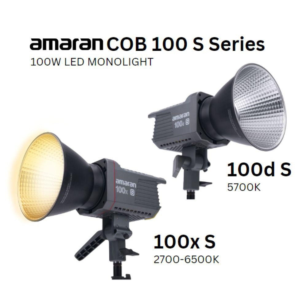 Aputure Amaran COB 100x S Bi-Color / 100d S 100W Daylight Compact LED Monolight with Bowens S Mount Hyper Reflector and Bluetooth Wireless Control for Photography Video Vlogging Live Streaming and Film Production Studio Lighting Equipment