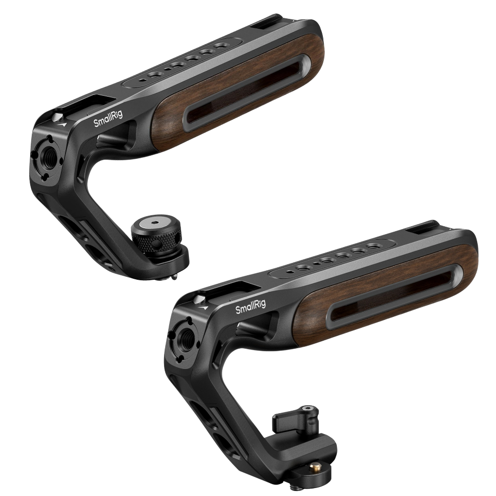 SmallRig Wooden Top Handle with NATO Clamp & Rail, Retractable 1/4''-20 and ARRI 3/8''-16 Locating Screw , Cold Shoe Mount, Up to 15Kg Payload for Universal Camera Cages Rigs Mounting Accessories | 5251 | 5252