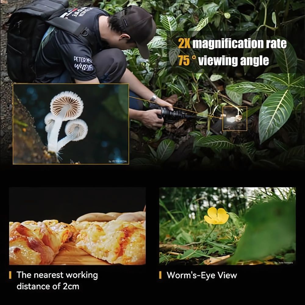 AstrHori 28mm F/13 MF Full Frame 2x Macro Probe Lens Double Tube Lenses for Sony E Mount Mirrorless Camera Manual Focus 360° Rotating View Free Switching with Built-in LED Ring Light, USB C Port and Long Lens Barrel for Photography