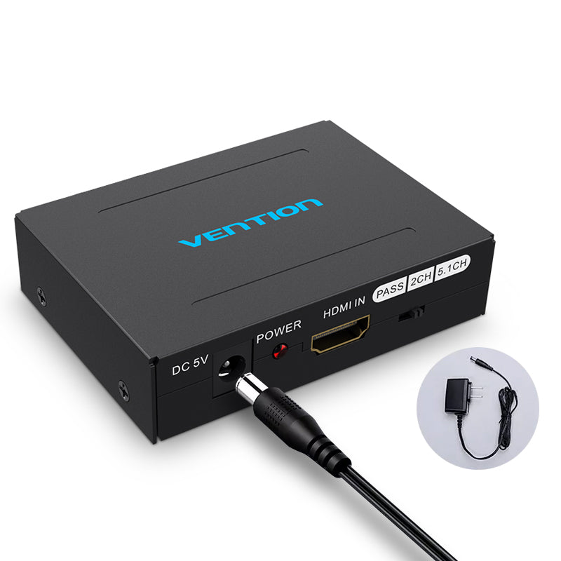 Vention HDMI Audio Splitter Extractor 4K UHD 30Hz Stereo Fiber Optic RCA Switcher Segregator for TV, Laptops, Amplifier, Projector | AFHB0