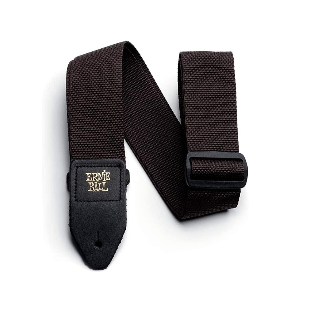 Ernie Ball 41" x 72" PolyPro Guitar Strap Series with Durable Premium Leather Ends for Acoustic and Electric Guitars (Brown) | 4502