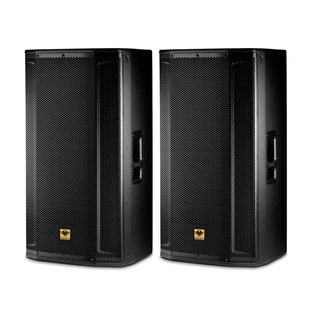 KEVLER SRX-825A 15" 2200W Dual Full Range 2-Way High Powered Active Subwoofer Speakers (PAIR) with Built-in Class D Amplifier, 2 SpeakOn Terminals, Multiple Handles for Large Rooms and Outdoor Use
