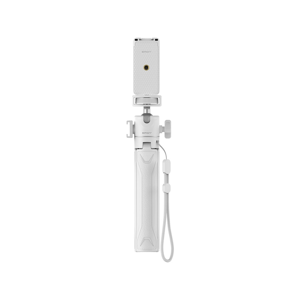 Simorr by SmallRig VK-25 Vlog Tripod Kit with 22" Maximum Extendable Height, Smartphone Clamp Phone Holder, 360 Degree Ball Head, Standard Cold Shoe Mount and Triple Leg Tabletop Setup for Smartphones (White, Black) | 3827 3828