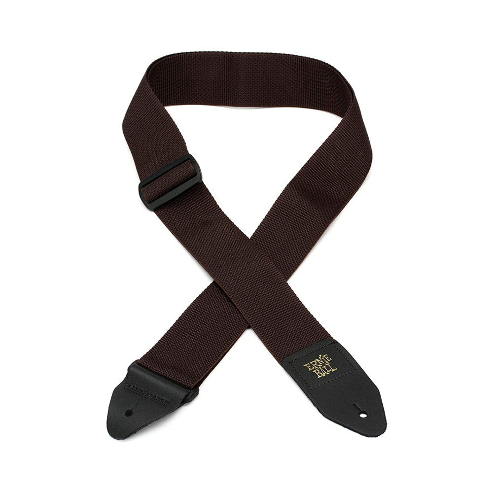 Ernie Ball 41" x 72" PolyPro Guitar Strap Series with Durable Premium Leather Ends for Acoustic and Electric Guitars (Brown) | 4502