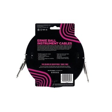 Ernie Ball Classic 20ft Instrument Cable 1/4 TS Straight Male to Male with Dual Conductivity for Electric Guitars and Live Performances | 6046