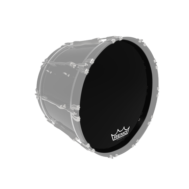Remo 24" PowerMAX Ebony Film Marching Bass Drum Head with 10mm Mylar Film Muffle Protection and Crimp Lock Hoop Design | PM-1424-MP