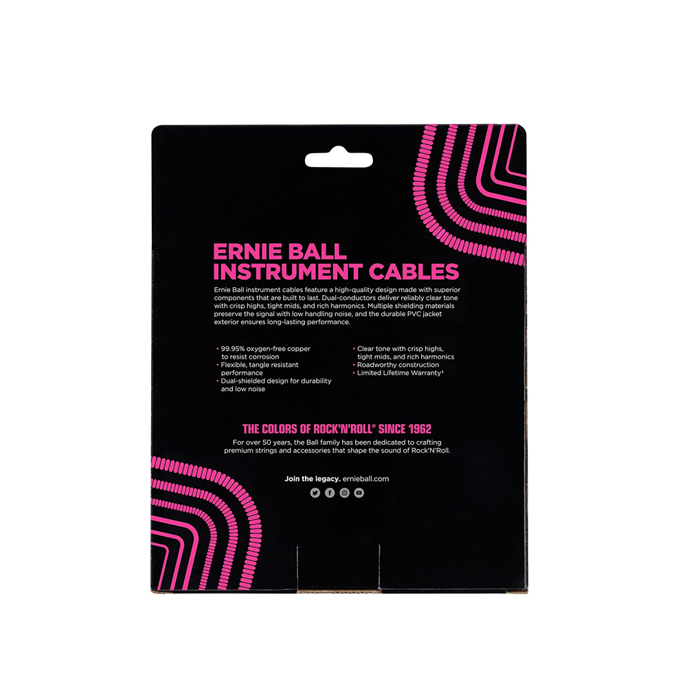 Ernie Ball 30ft Coiled Instrument Cable Male to Male with Dual Conductivity for Electric Guitars and Live Performances | 6045