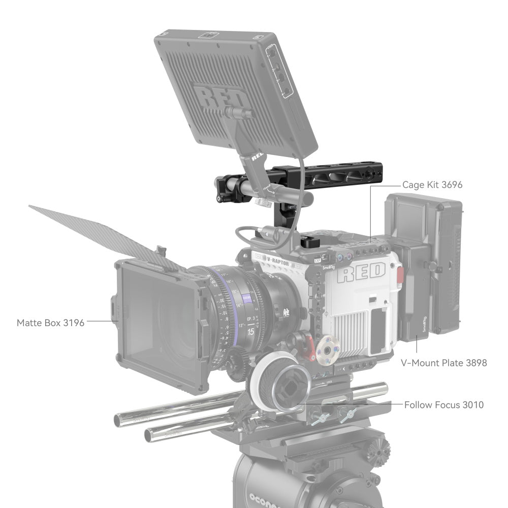 SmallRig Dedicated Top Handle Grip for RED Komodo / V-Raptor / V-Raptor XL Professional Video Cameras with 1/4"-20" Threaded Holes and Shoe Mounts for Various Accessories | 4062