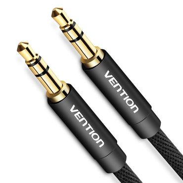 Vention TRS 3.5mm Male to TRS 3.5mm Male Fabric Braided 1-Meter Gold Plated (BAG) Audio Cable for Amplifiers, Mobile Phones, Laptops, PC