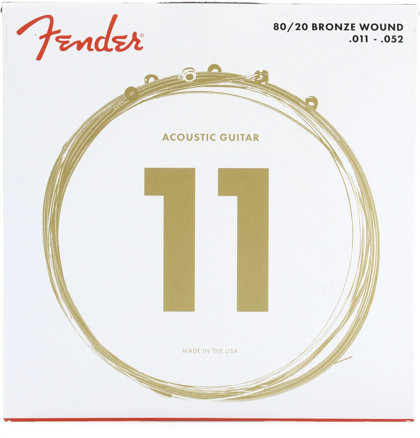 Fender 80/20 6-String Bronze Acoustic Guitar Strings with Ball-Ends (Available in Custom Light and Extra Light Gauge)