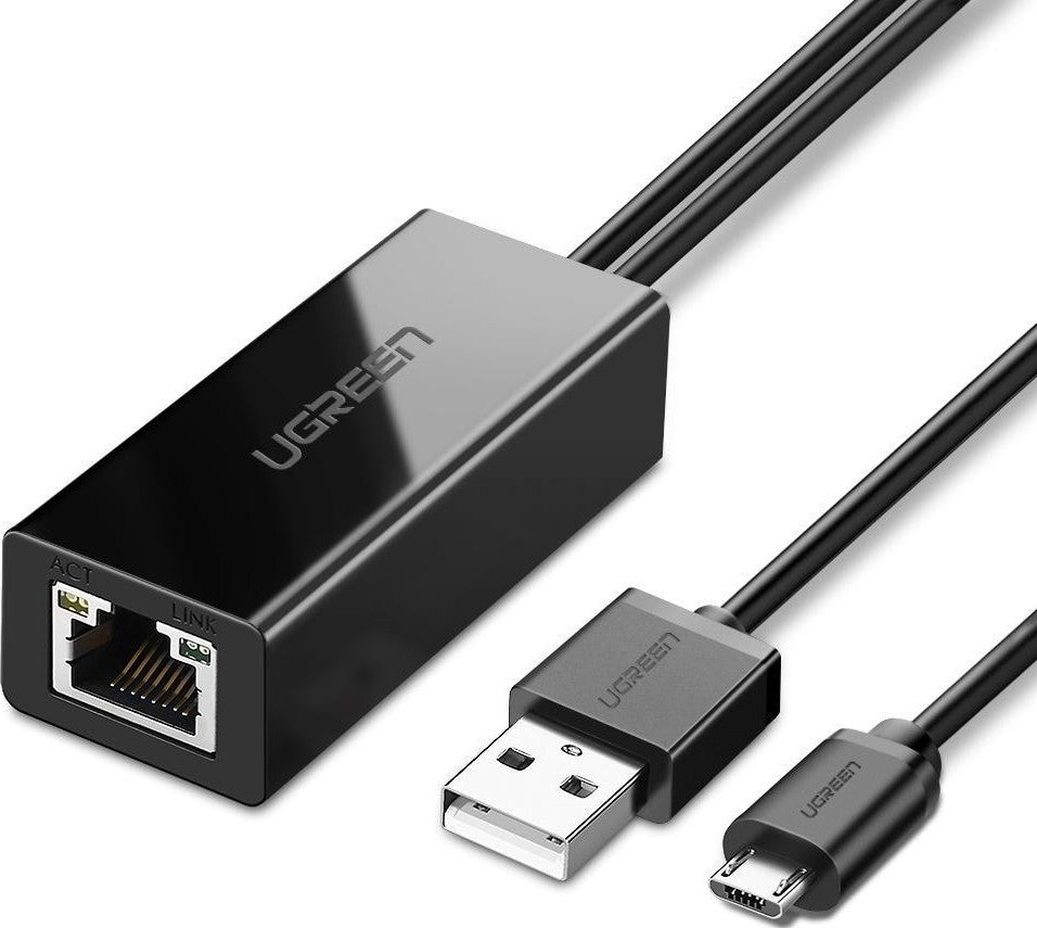 UGREEN Micro USB 2.0 to RJ45 LAN Adapter with 100 Mbps Network Speed for TV Stick (1 Meter) |30985 |