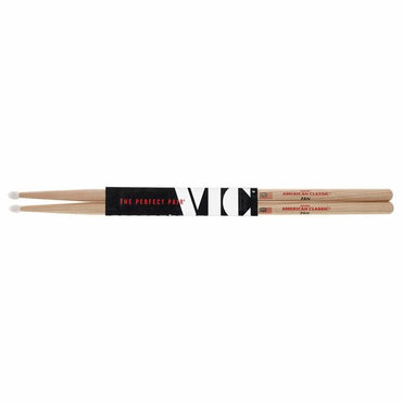 Vic Firth American Classic 7A Hickory Wood Tear Drop Tip Drumsticks (Pair) Drum Sticks for Drums and Percussion (Wood, Nylon Tips)